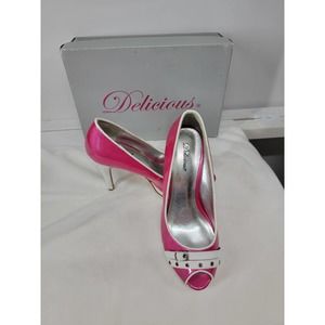 Delicious Fuchsia/White U-Patent Heels SZ 71/2; RARE FIND